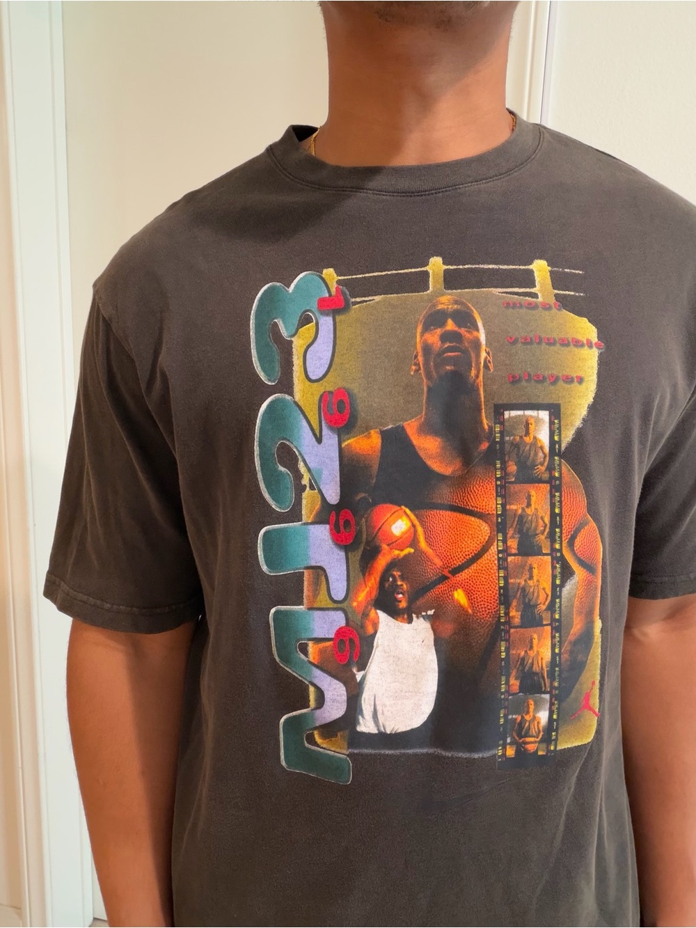 Jordan Men’s Black Short-Sleeve Graphic Tee with Multicolor Print - Picture 2 of 6